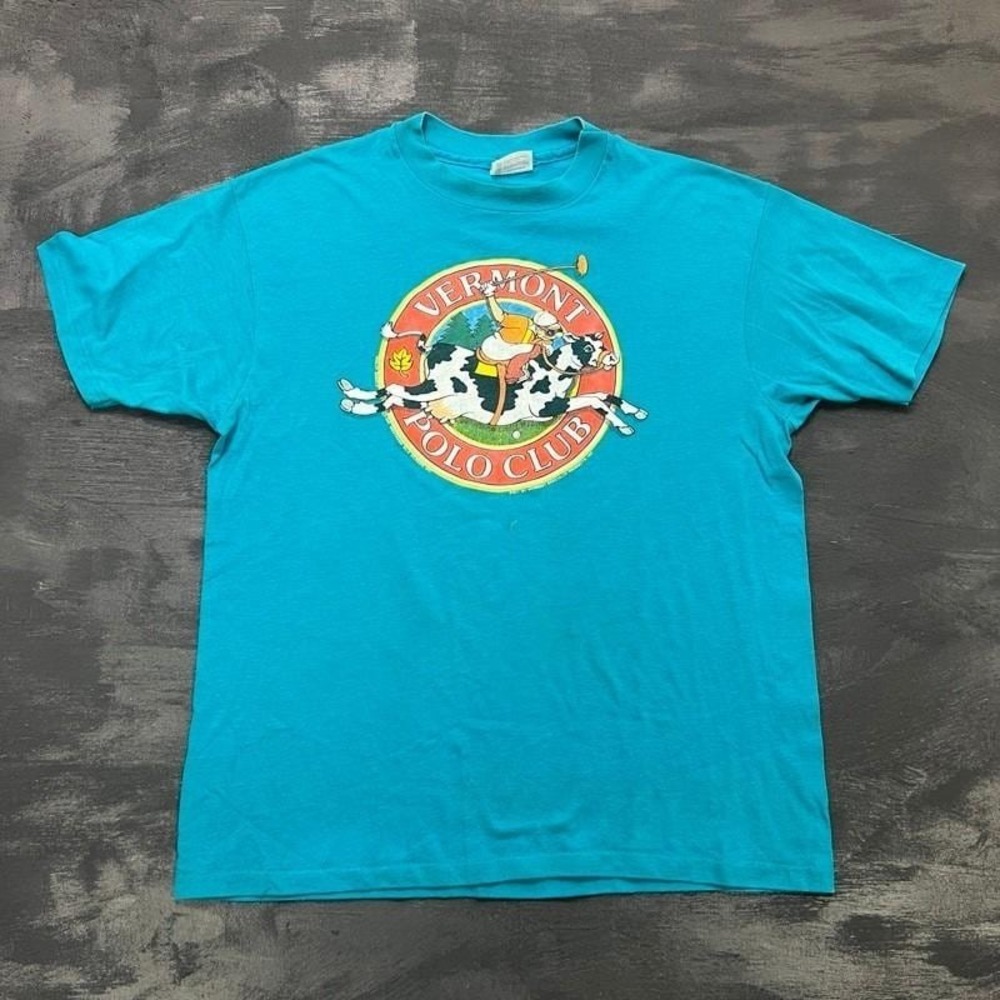 Vintage Vermont Polo Club Shirt Mens XL Blue 1980s USA‎